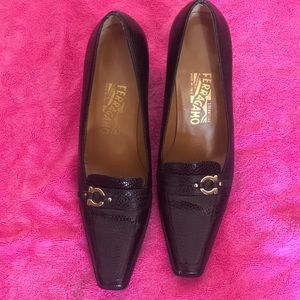 Black leather Salvatore Ferragamo heels